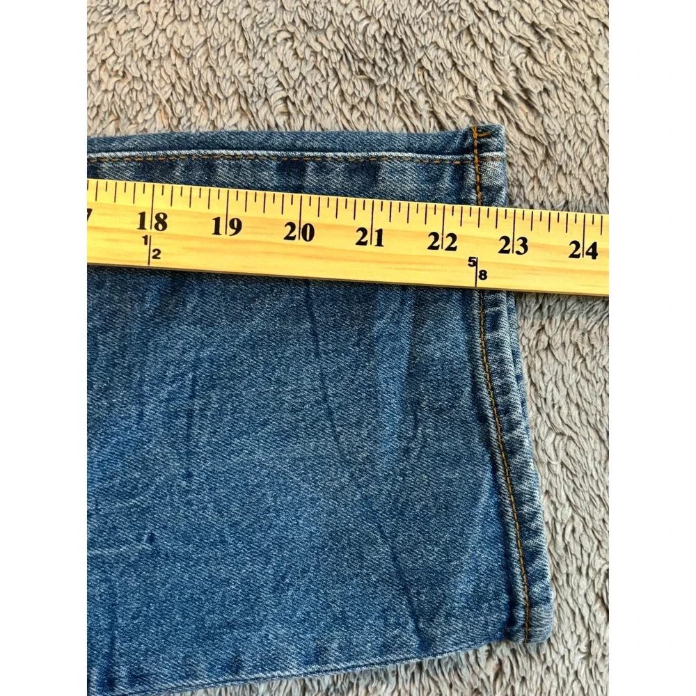 J Crew Jeans Womens 32P Essential Straight High Rise Blue Denim Re-Imagined